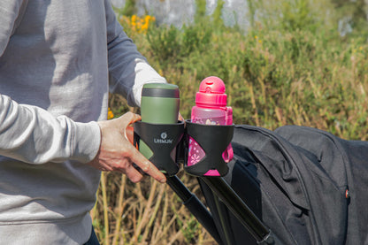 LittleLife Double Buggy And Pushchair Universal Cup Holder Adjustable Bottle Organiser for Stroller, Drink and Coffee Cup Holder, Double