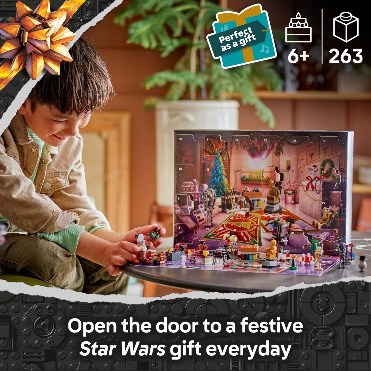 LEGO Star Wars Advent Calendar 2025 featuring 24 surprises, including 2 minifigures and 5 droids for festive countdown fun.