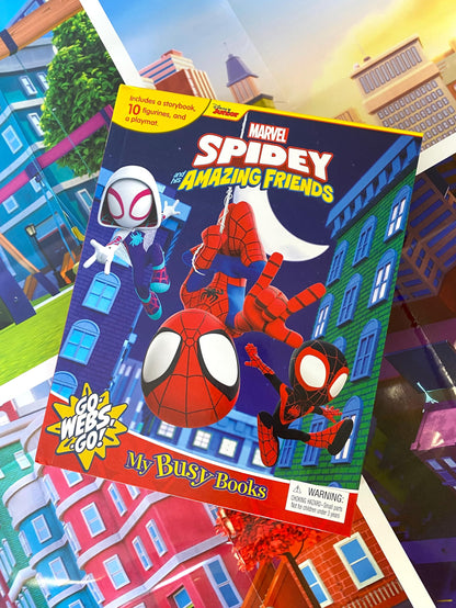 Marvel Spidey and his Amazing Friends My Busy Books - Storybook, 10 figurines, playmat