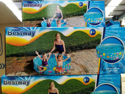 Bestway Sea Creature Paddling Pool Kiddie Swimming Pool, Inflatable Above Ground Pool, Outdoor Garden Pool, Blue, 48 x 10 Inch