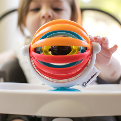 Baby Einstein Sticky Spinner booster and high chair toy with spinning wheel, rattle, sensory play, suction cup base, BPA-free for ages 3 months+