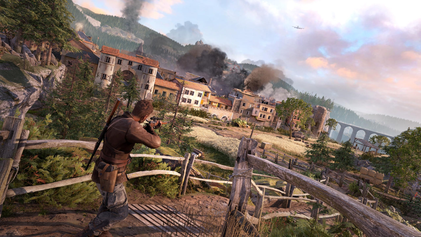 PlayStation 5 game case for Sniper Elite: Resistance by Fireshine Games, featuring artwork with a sniper and military scene.