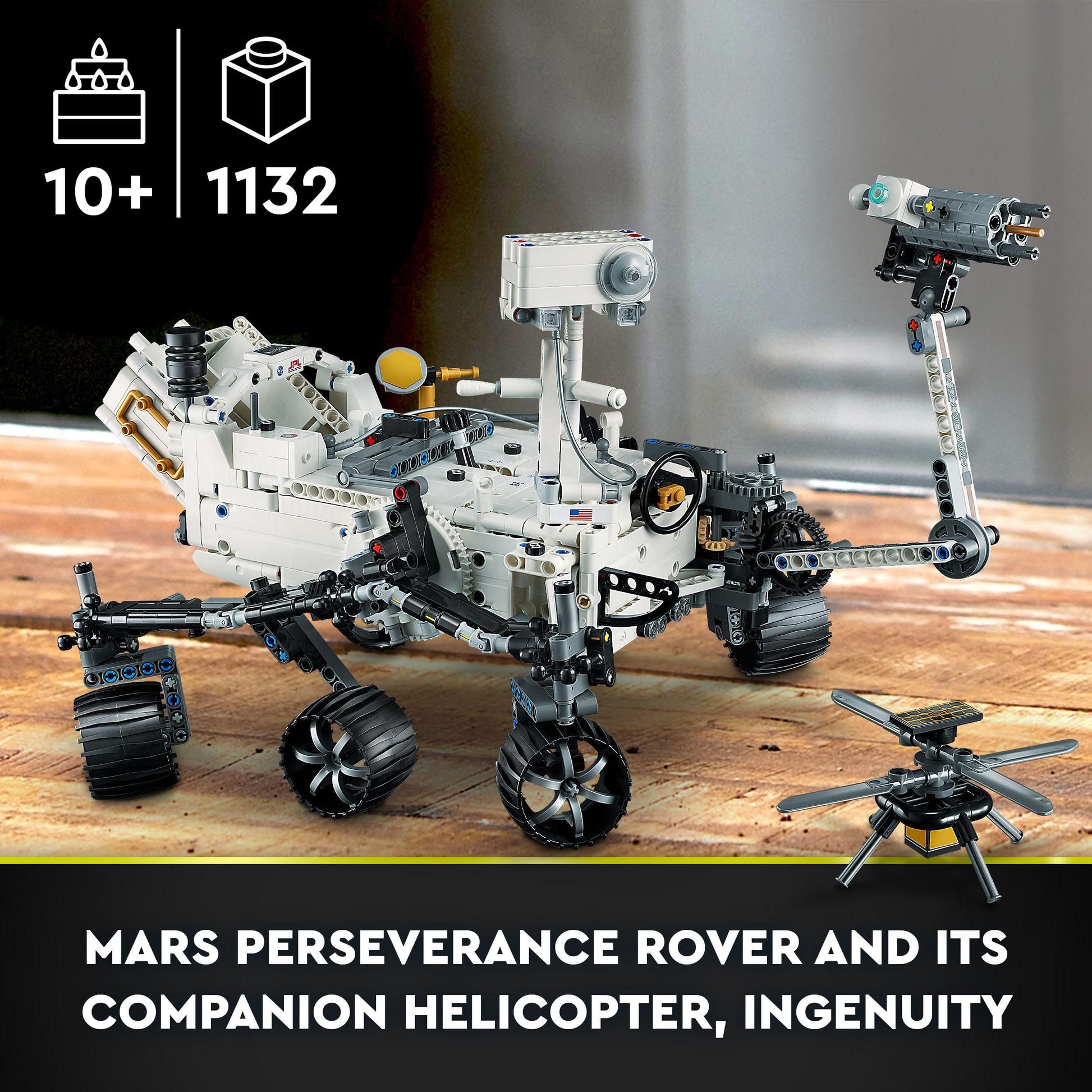 LEGO Technic NASA Mars Rover Perseverance set, featuring detailed construction and AR app experience for kids.