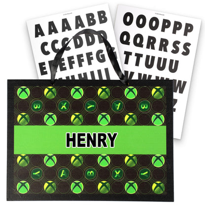 Personalized Xbox door plaque featuring Xbox logo and custom name, ideal for room decor or man cave decoration.
