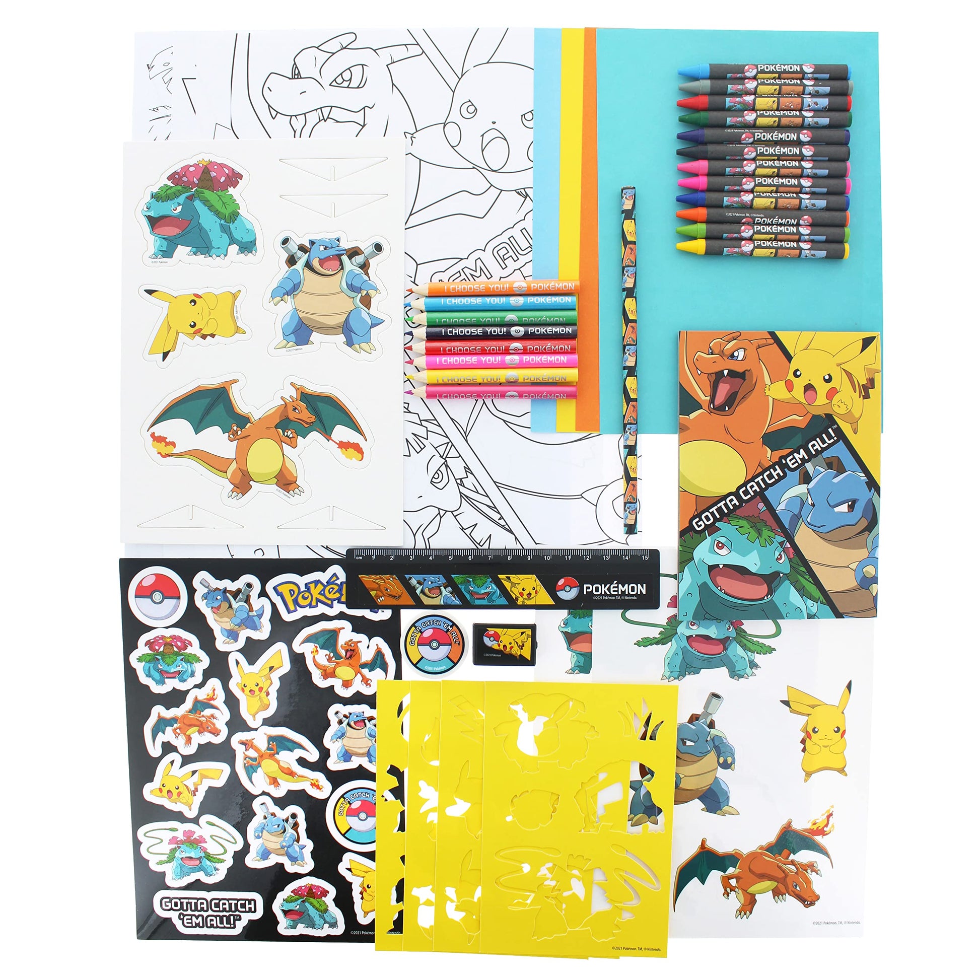 Pokemon Large Art Set by Blueprint Collections featuring colorful stationery and art supplies for kids' creative projects.