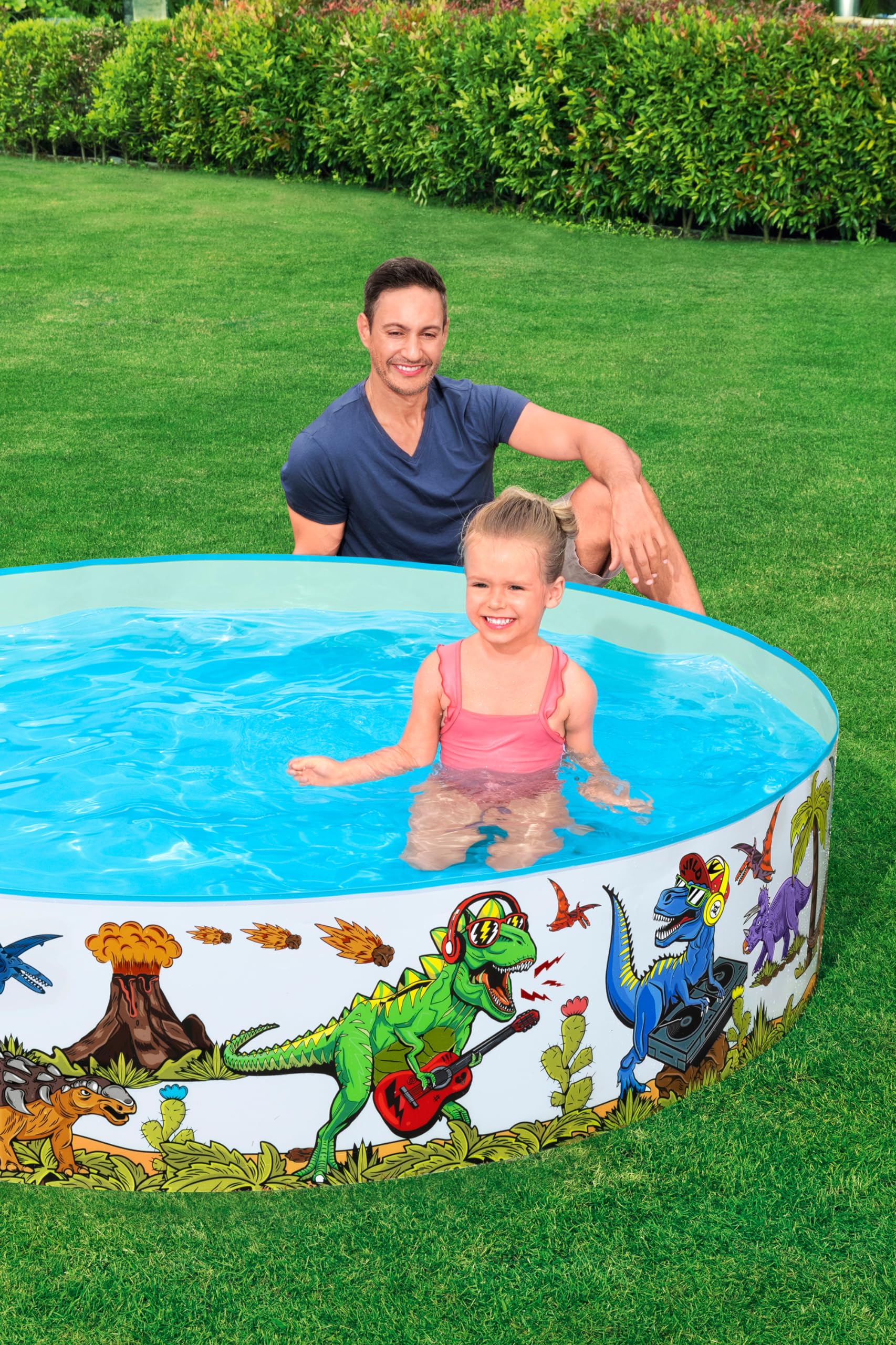 Bestway dinosaur paddling pool, inflatable kiddie swimming pool, outdoor garden pool, 183cm x 38cm with vibrant dinosaur design.