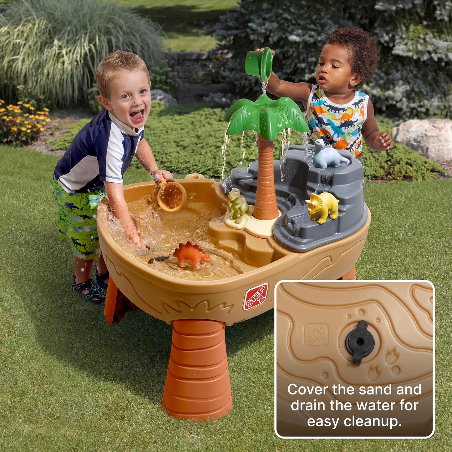 Step2 tep2 Dino Dig Sand and Water Activity Sensory Table, 7 Piece Accessory Kit, Toddler Outdoor & Indoor Toy, 2 – 5 Years Old, Kids Activity table for 15L Water and 9kg sand