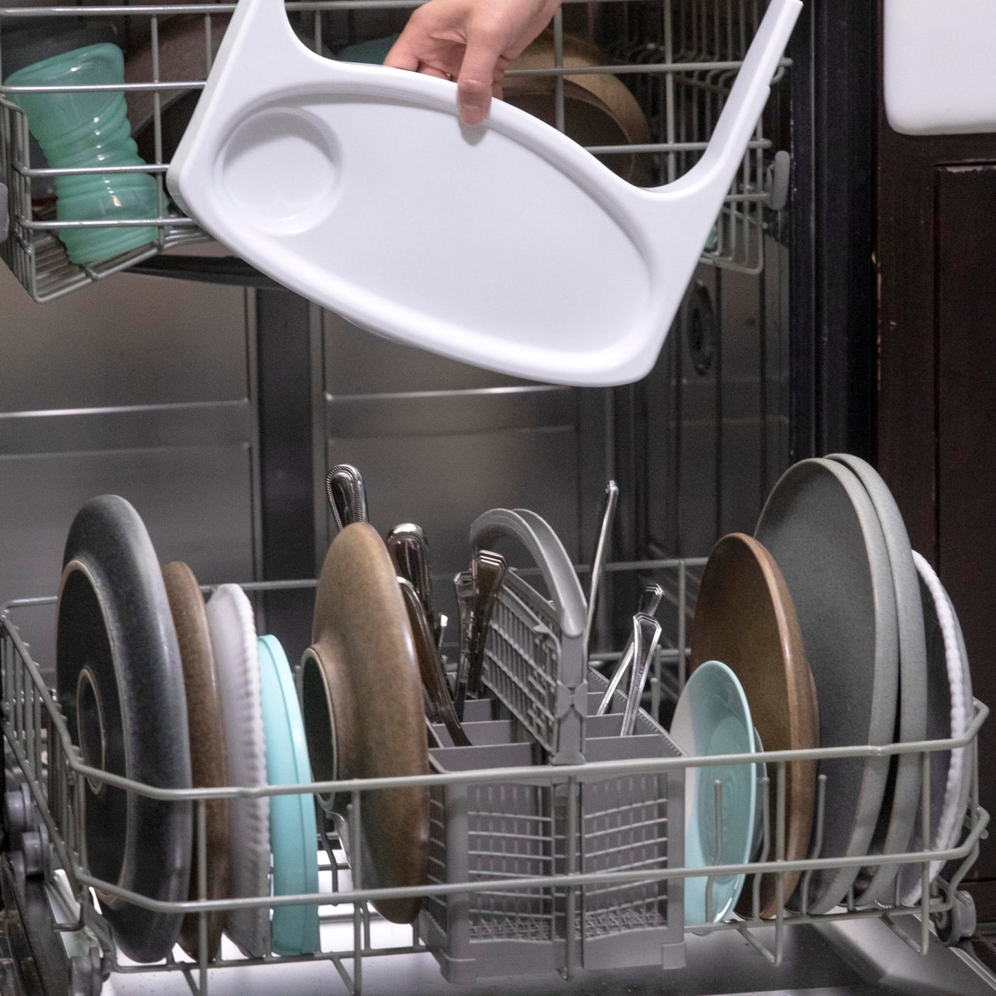 Ingenuity, Baby Base 2-in-1 Seat, Mist, Booster Chair, Dining and Feeding Seat for Toddlers, Easy to Clean with Removable and Self-Storing Tray, Ages 6 Months+