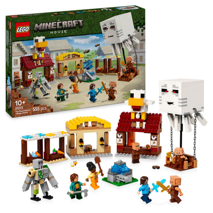 LEGO Minecraft The Ghast Balloon Village Attack Toy - incl. Steve's House, 4 Minifigures, Iron Golem Figure & Exploding Fountain Function - Gaming Gift for 10+ Year Old Boys, Girls & Fans - 21273