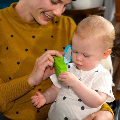 Baby Einstein Ocean Explorers shell-themed musical toy phone for babies ages 6 months and up, with colorful ocean design and sound buttons.