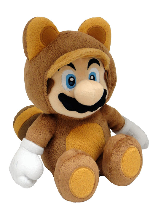 Sanei Super Mario 3D Land Mario Tanuki soft toy, 23 cm plush figure from the San-Ei collection, detailed Mario character replica.