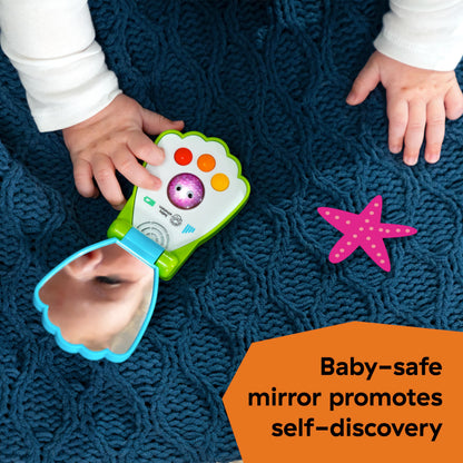 Baby Einstein Ocean Explorers Shell Phone musical toy for babies, featuring colorful shell design and buttons for age 6 months and up.