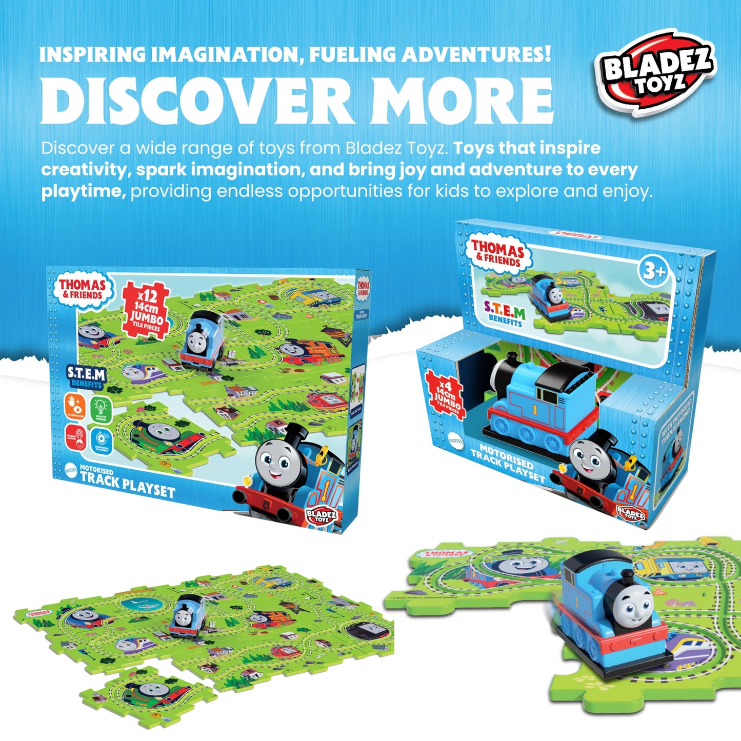 Thomas the Tank Engine Train Set for 3+ Year Old Boys with 50 Track Combinations - Motorised Track Playset with 6 Puzzle Pieces - Thomas & Friends Trains - Train Track Toys for Boys & STEM Learning