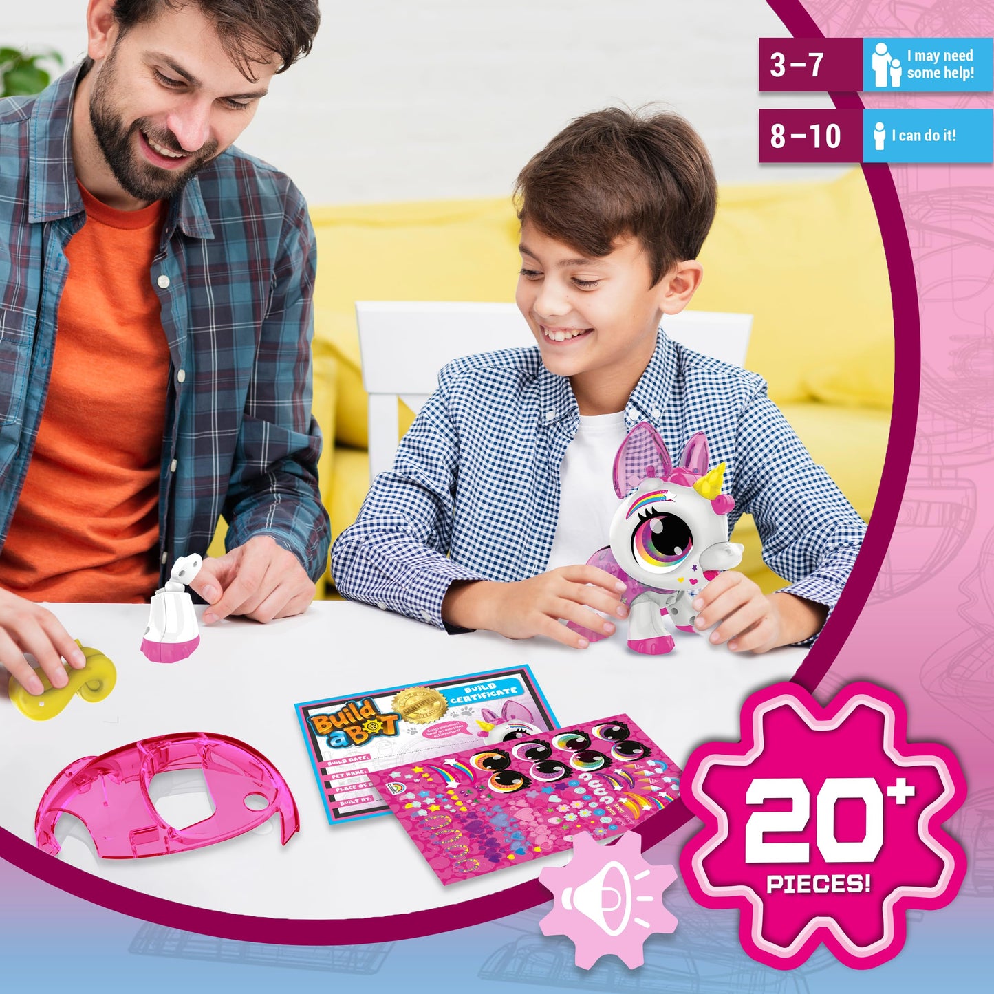 Build-a-Bot: Unicorn | Build Your Own Interactive Pet Unicorn | Easy Click 'n' Create System | 20+ Piece STEM Robot Kit for Kids | For Ages 4+