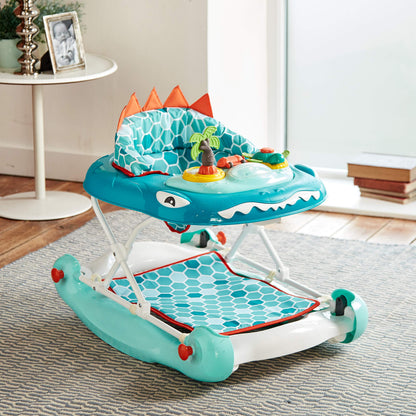 My Child Dino 3-in-1 Walk n Rock toy in aqua color, featuring a playful dinosaur design for children.