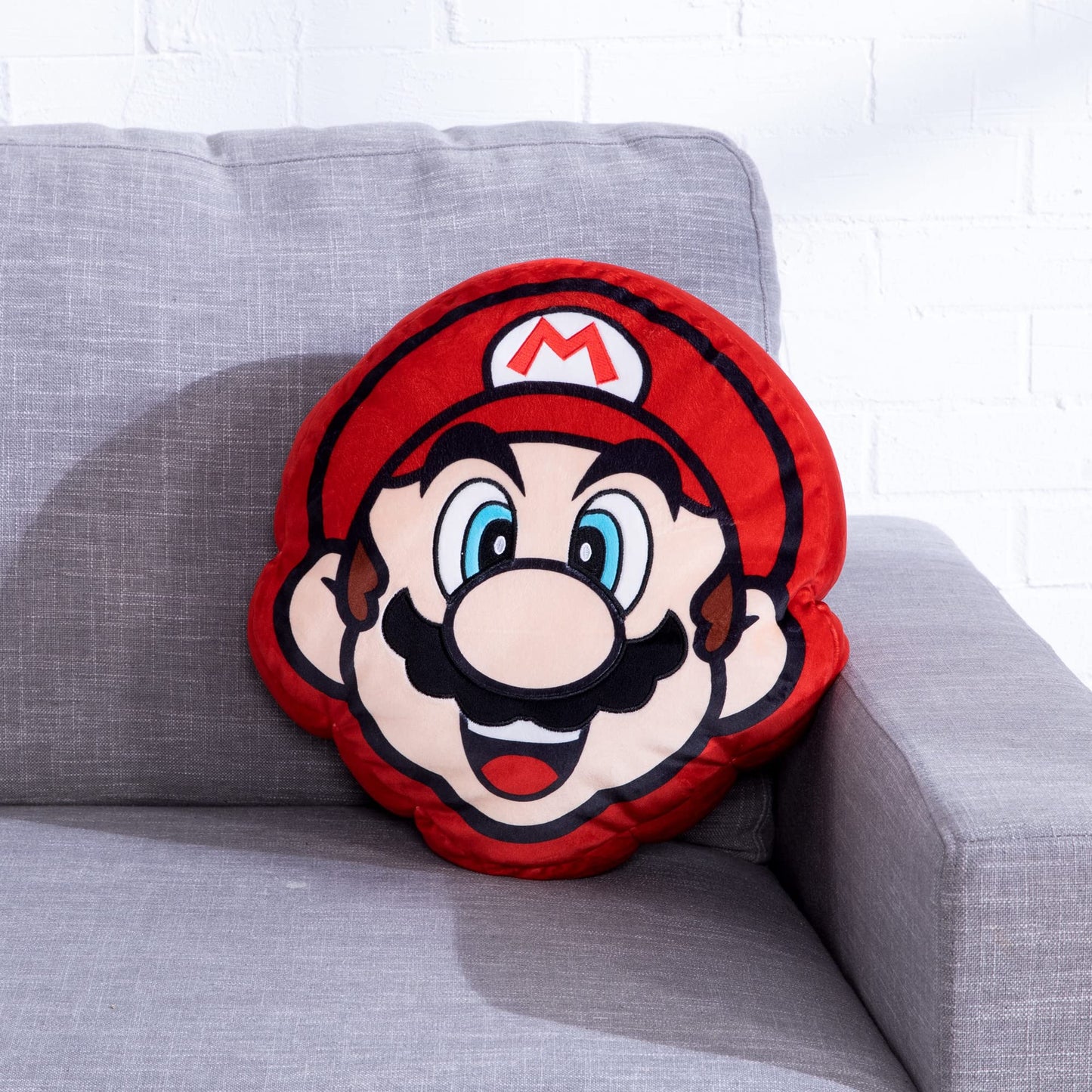 Club Mocchi Mocchi T12423 Mega, Nintendo Merchandise, Bedroom Accessories, Super Mario Cushion for Boys and Girls Aged 3 Years and Older, 15 Inch Plush Toy, Multi