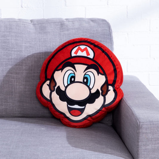 Club Mocchi Mocchi T12423 Mega, Nintendo Merchandise, Bedroom Accessories, Super Mario Cushion for Boys and Girls Aged 3 Years and Older, 15 Inch Plush Toy, Multi