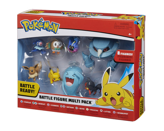 Pokemon Battle 8 Figure Multi Pack featuring 2" and 3" collectible figures in various poses and colors.