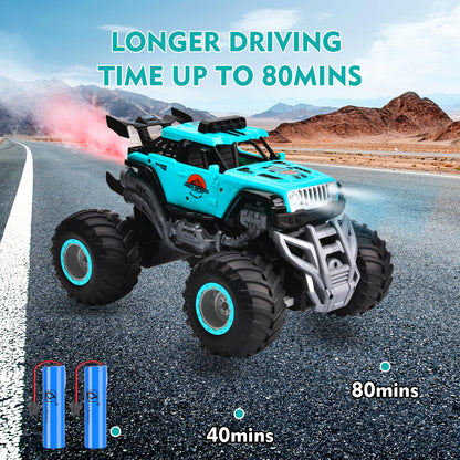 iBlivers Remote Control Monster Truck, 2.4GHz All Terrain RC Cars, Remote Control Monster Car with 2 Batteries, Spray RC Truck for Boys 4-7 8-12 and Girls
