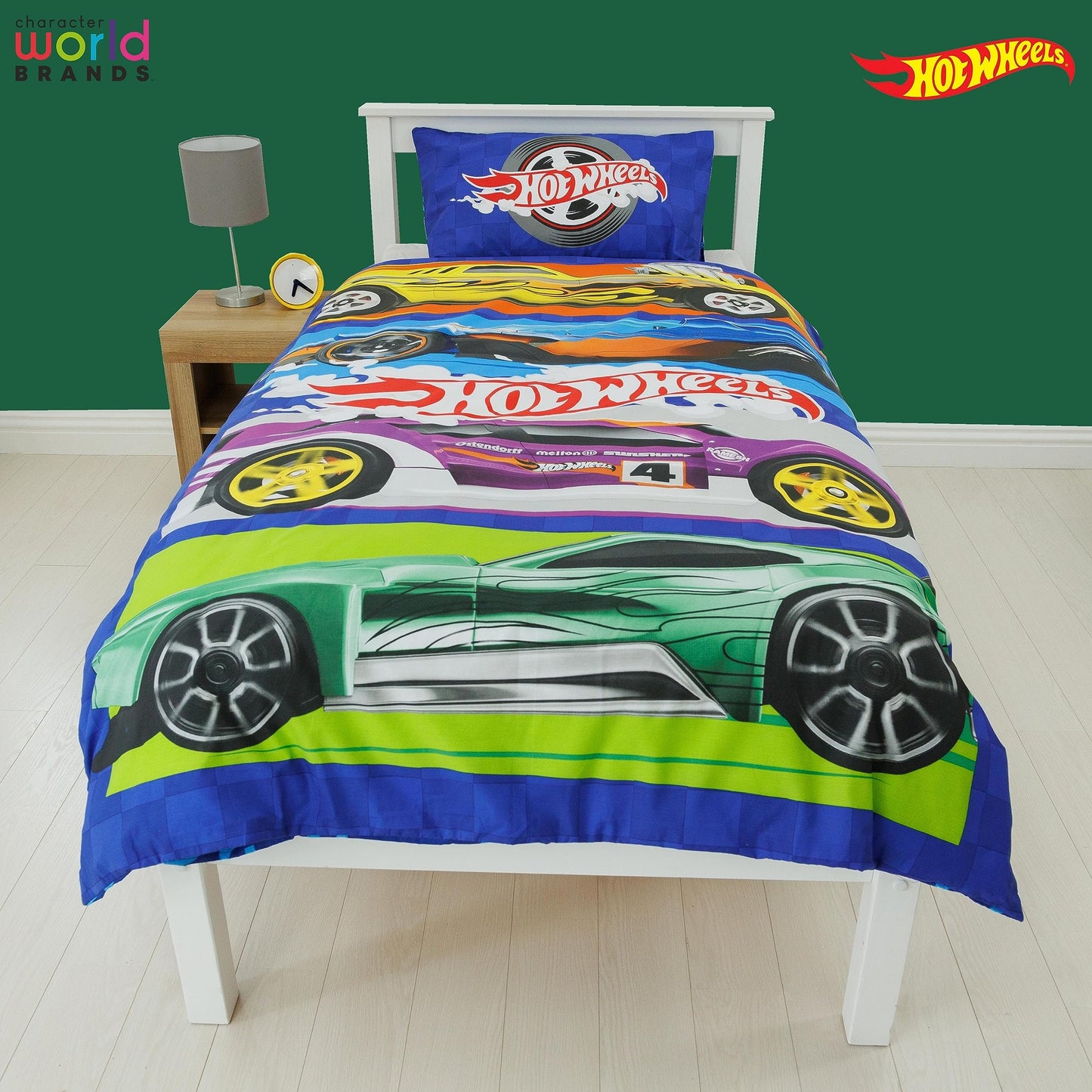 Hot Wheels Officially Licensed Beast Design Single Duvet Cover Set | Reversible 2 Sided Cars Bedding Including Matching Pillow Case | Perfect For Kids Bedroom | Polycotton, Blue