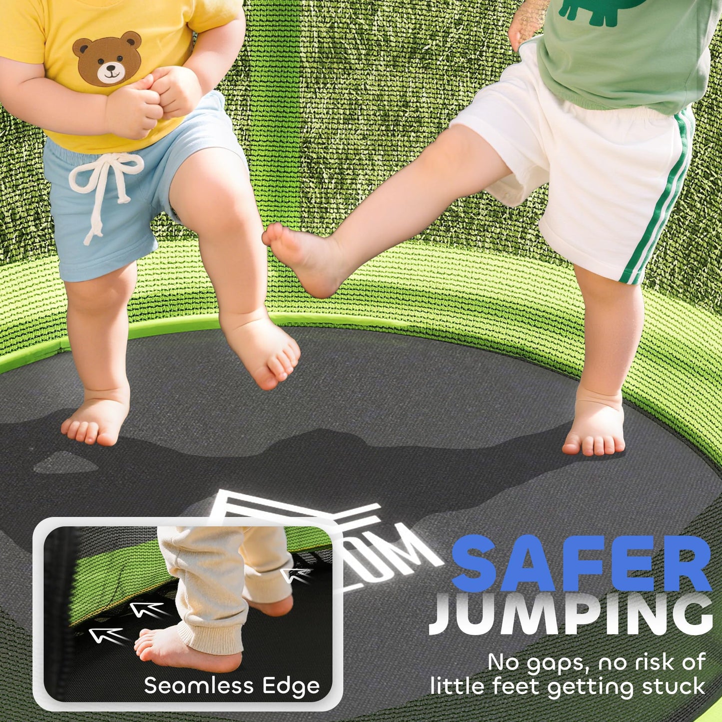HOMCOM 4.6FT Kids Trampoline for Toddlers Indoor w/Enclosure Net, Steel Frame, for Ages 3-6 Years - Green