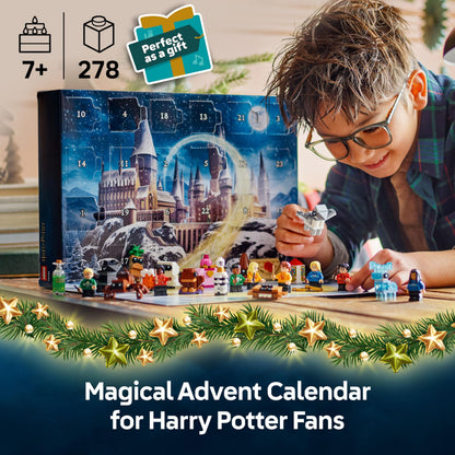 LEGO Harry Potter Advent Calendar 2025 featuring 8 festive minifigures and mini builds for Christmas countdown.