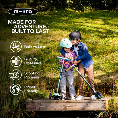 Micro Scooters | Maxi Micro LED Deluxe Children's Scooter | Big Wheels | Handlebar Adjustable | 5-12yrs | Boys & Girls | Black