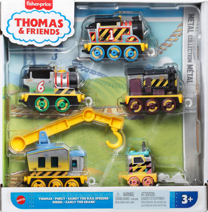 Thomas & Friends Diecast Vehicle Set Construction Crew 5 Push-Along Toy Train Engines for Preschool Kids Ages 3+ Years, JBW26
