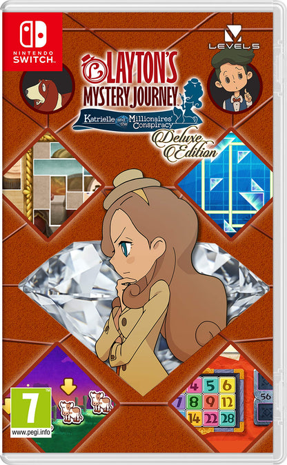 Nintendo Layton's Mystery Journey: Katrielle and the Millionaires' Conspiracy Nintendo Switch game cartridge with artwork and game title.