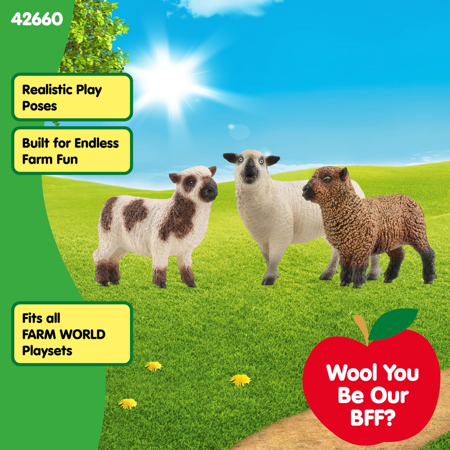 SCHLEICH 42660 FARM WORLD Sheep Friends Figurine for ages 3+, Black