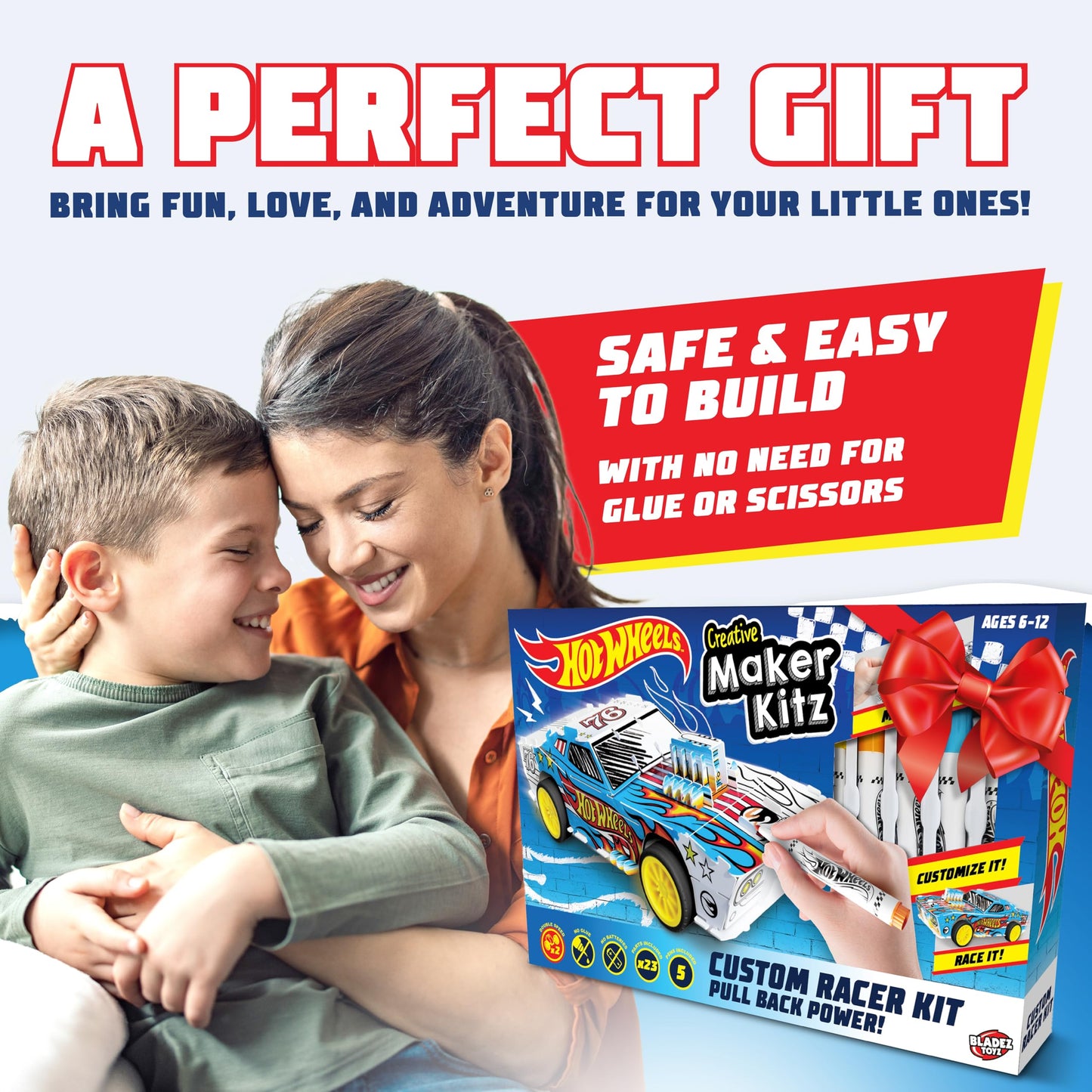 Hot Wheels by Bladez Toyz Make Your Own Car Art Set For Kids 6-12 with Markers - Hotwheels Racer Kit for Creative Play - Kids Colouring Sets and STEM Learning - Customizable & Eco-Friendly