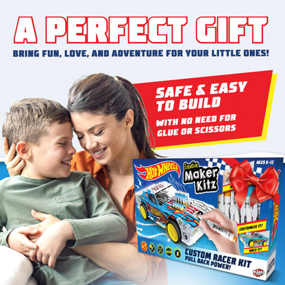 Hot Wheels by Bladez Toyz Make Your Own Car Art Set For Kids 6-12 with Markers - Hotwheels Racer Kit for Creative Play - Kids Colouring Sets and STEM Learning - Customizable & Eco-Friendly