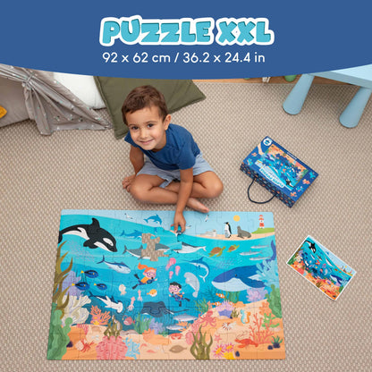 BONNYCO Giant Floor Puzzle of Ocean Animals with 48 Large Pieces. Jigsaw Puzzles for Kids 36.2 x 24.4 in, Gifts for Boys and Girls, Educational Toys Ages 2-8