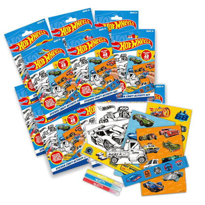 BLADEZ Hot Wheels sticker craft set with 40 paper stickers featuring cartoon car designs, ideal for boys' indoor parties and activities.