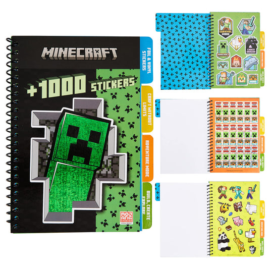 Minecraft Sticker Book for Kids - 28 Sheets, Over 1000 Stickers, Creeper Collector for Scrapbooking, Creative Activity Set, Gamer Gifts for Boys