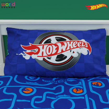 Hot Wheels Officially Licensed Beast Design Single Duvet Cover Set | Reversible 2 Sided Cars Bedding Including Matching Pillow Case | Perfect For Kids Bedroom | Polycotton, Blue