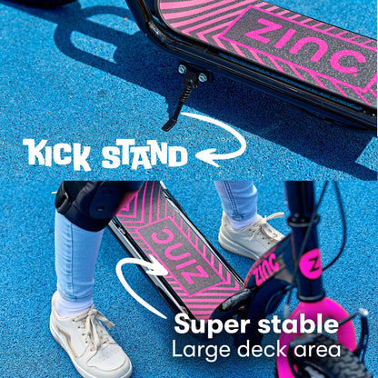 Zinc Radikal BMX Scooter for Kids Ages 6+ – 12 Inch Big Wheel Stunt Scooters with 360 Degree Handlebar Spin, Front & Rear Brakes, Steel Frame, Off-Road Tyres, Pink