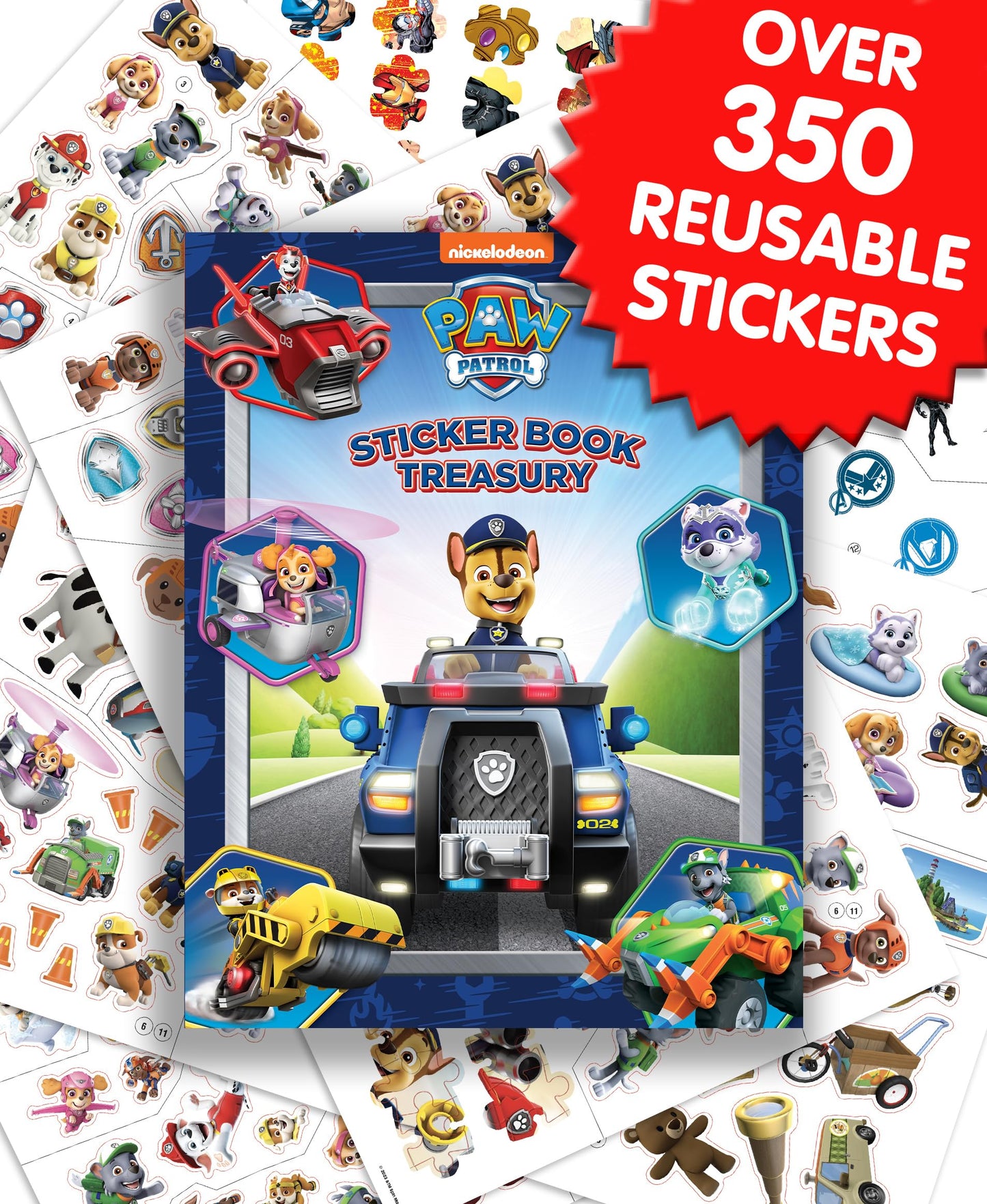 Paw Patrol Sticker Book Treasury - Activity Books for kids, 350 reusable stickers, 96 pages of fun