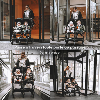 Deryan Rolo X2 XL Pushchair Buggy 2 in 1 - Buggy Small Foldable - Birth to 4 Years - Baby Pram per Seat Maximum Load 22 kg - Children's Buggy Foldable - Compact and Foldable - Nougat