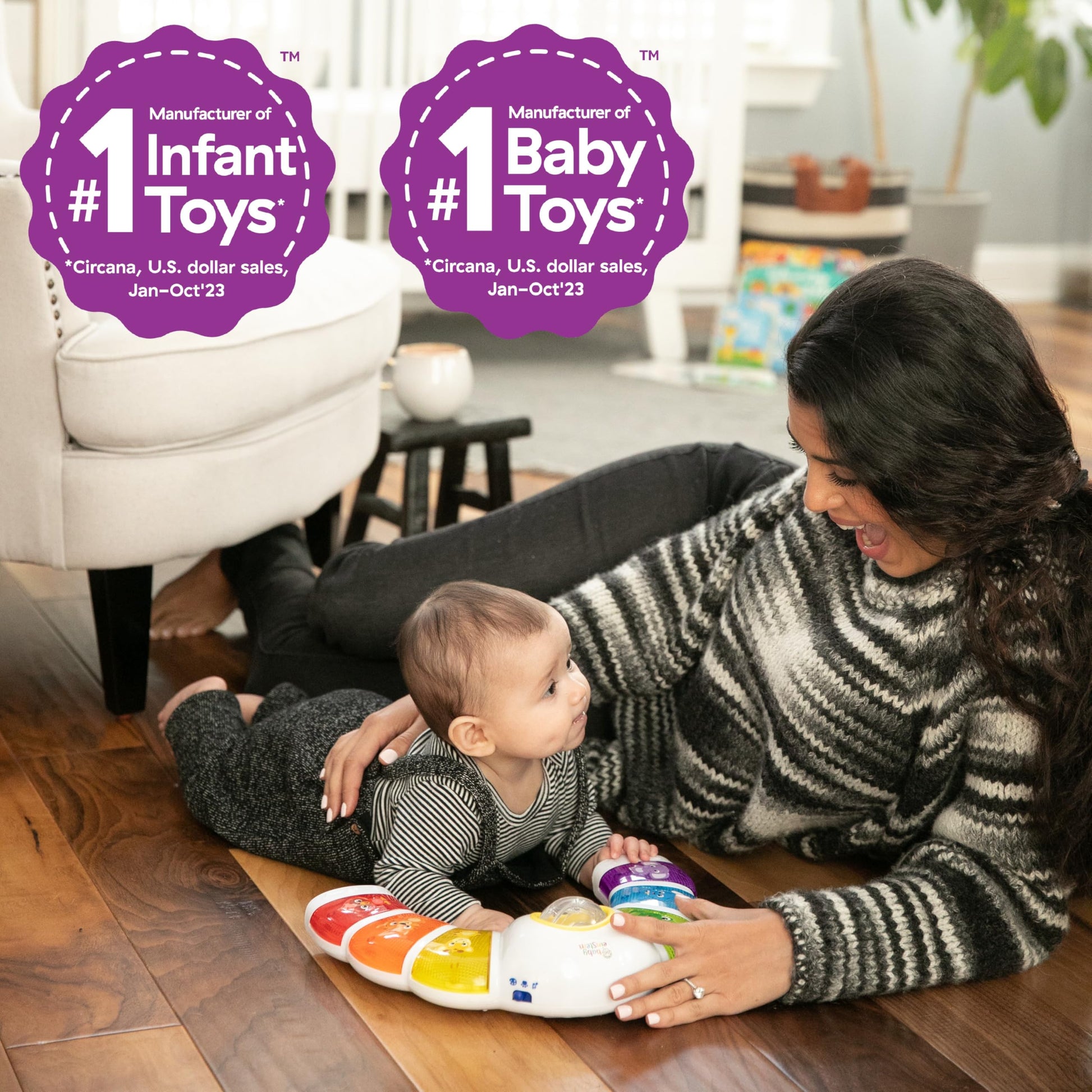 Baby Einstein Glow & Discover Light Bar musical activity station with colorful lights and buttons for baby sensory play.