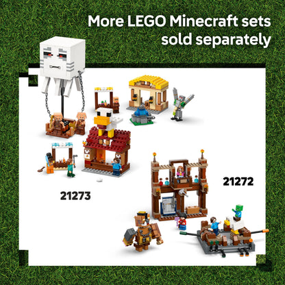 LEGO Minecraft Woodland Mansion Fighting Ring set featuring Steve, Garret, Henry, and a Baby Zombie minifigures.