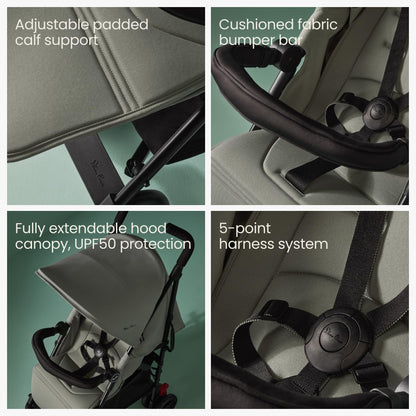 Silver Cross - Pop 2 Pushchair - Foldable Travel Stroller - Buggy - Adjustable/Lie Flat Seat - Newborn to 4 Years - Sage