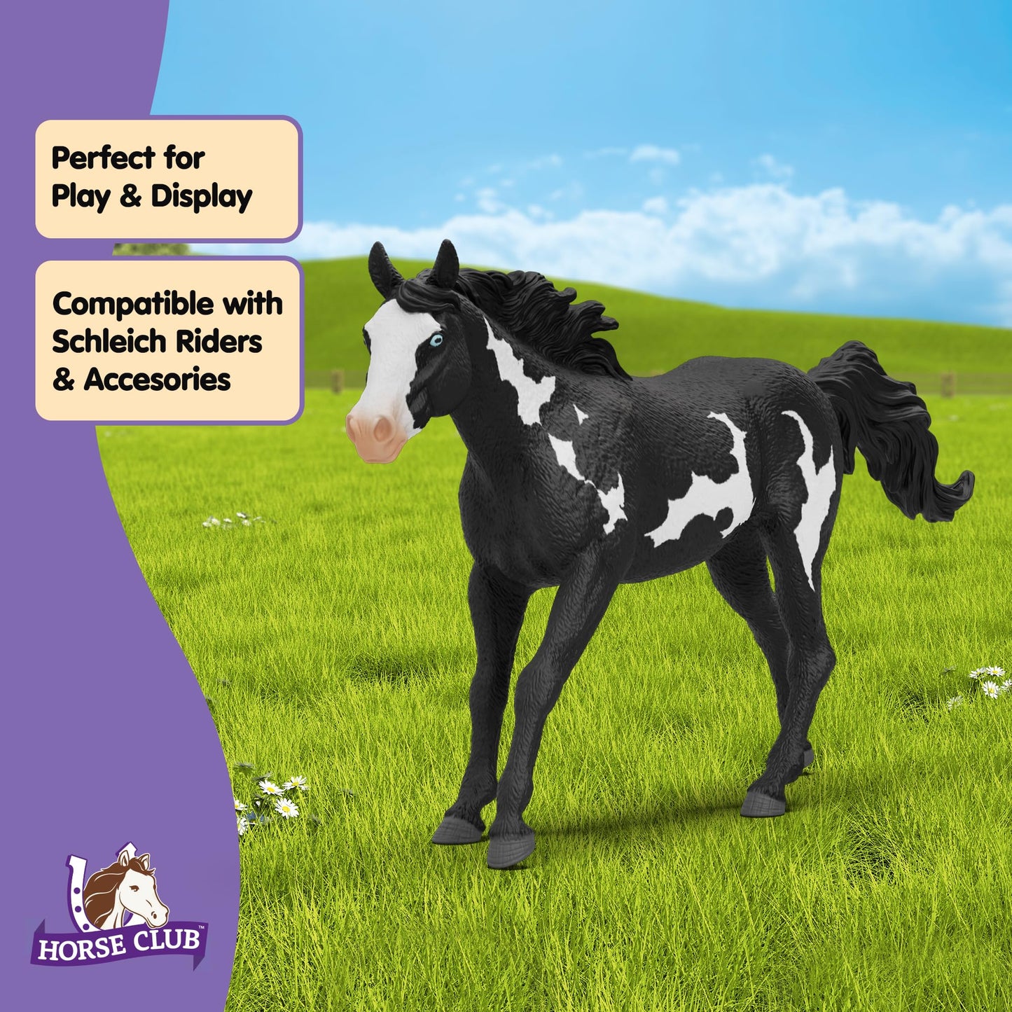 Schleich Horse Club - Paint Horse Gelding - 17cm Hand-Painted Collectable, Realistic Toy Horse Figurine for Girls and Boys. Durable Educational Figure for Fun Imaginative Play. Kids Toys Ages 5+ 14900