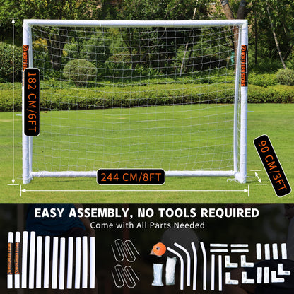 NORTHERN STONE Ultimate All Weather uPVC Football Goal 8ft x 6ft Garden Portable Football Goals 70mm Thick PVC Goal Posts + Football Net Integrated Locking System
