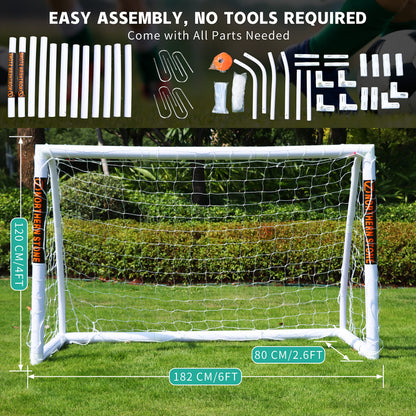 NORTHERN STONE Ultimate All Weather uPVC Football Goal 6ft x 4ft Garden Portable Football Goals 70mm Thick PVC Goal Posts + Football Net Integrated Locking System