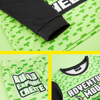 Get Trend Minecraft Boys Pyjamas Set, Long PJs for Kids & Teens, Creeper Loungewear Soft Nightwear, Gamer Gifts for Boys (6-7 Years, Green Minecraft)