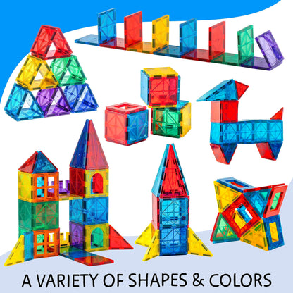 SUNNY AUNTIE Magnetic Tiles 56 PCS, Toy for 3 4 5 6 Year Old Boys Girls Kids & Toddlers, Magnetic Blocks Building Set for kids, STEM Educational Building Toy, Great Gift for Kids Aged 3-8