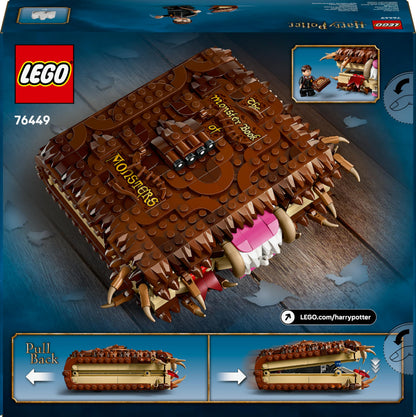 LEGO Harry Potter Chomping Monster Book of Monsters with Neville Longbottom minifigure, showcasing interactive features.