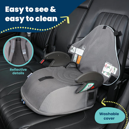 Trunki BoostApak Booster Seat & Kids Backpack - i-Size Travel Car Seat, 8 L Carry-On Approved Kids Rucksack & Car Booster (126-150 cm) - Grey
