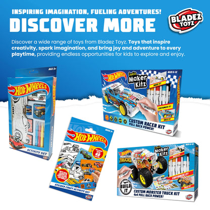 Hot Wheels by Bladez Toyz Make Your Own Car Art Set For Kids 6-12 with Markers - Hotwheels Racer Kit for Creative Play - Kids Colouring Sets and STEM Learning - Customizable & Eco-Friendly